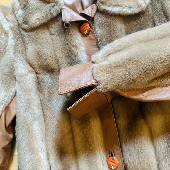 Tocci Imports Leather Faux Fur Jacket Coat -  England - Picture 6 of 11